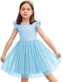 Arshiner Little Girls Fluffy Dress Toddler Short Tutu Dress Party Tulle Sundress (Light Blue, 5T)