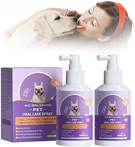Pet Oral Care Spray for Dogs & Cats – Clean Teeth, Fresh Breath, Tartar & Plaque Remedy. No Brushing, 2×1.76oz/50ml