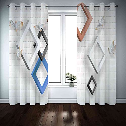 Rideau salon géométrie mur de briques pour une décoration moderne de fenêtre - 4