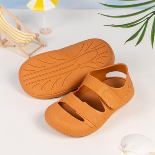 Image of HsdsBebe Little Kids Beach Sandals Toddler Boys Girls Jelly Sandals Closed-Toe With Anti-Slip Rubber Sole Children Summer Outdoor Water Shoes