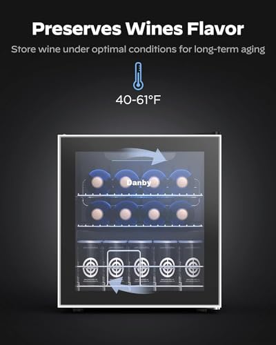 Image of Danby USA 55 L Inverter Toughened Glass Door Mini Fridge /Wine Chiller with LED Interior Light & Touch Control for Indian Home Bars & Rooms with 1 Year Warranty