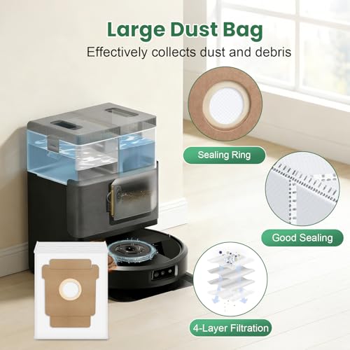 Image of 27 Pcs Replacement Parts for iRobot Roomba 505X /Plus 405 /505 Combo Vacuum | 2 Main Brushes 6 Side Brushes 6 HEPA Filters 6 Mop Pads 6 Dust Bags 1 Cleaning Brush