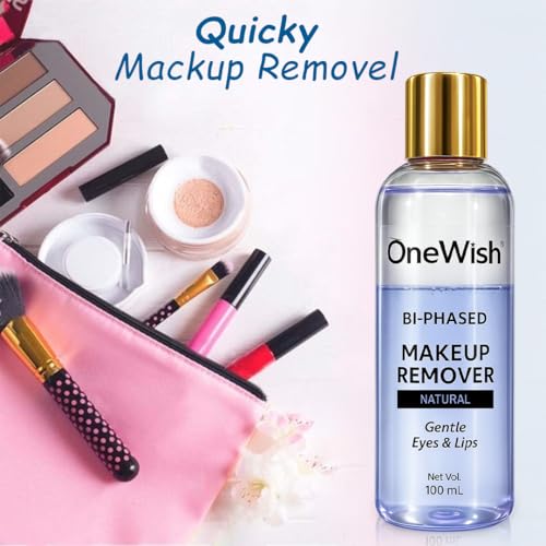 Image of One Wish Eye & Lip Makeup Remover 100ml | Gentle Formula for Sensitive Skin | Removes Waterproof & Long-Lasting Makeup | Non-Irritating & Soothing Cleanser