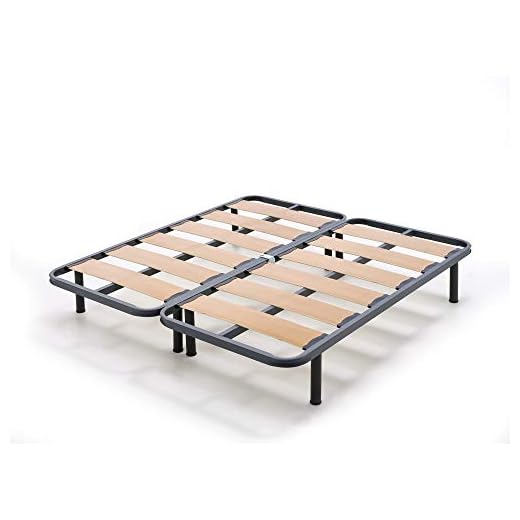 HOGAR24 ES Somier Lama Ancha Reforzada con Tacos Anti-Ruido Y Tubo De Acero 40x30 + Patas Cilindricas De 32cm (180x190cm) (2 Somieres De 90cm con Abrazaderas)