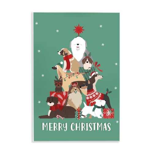 Merry Christmas Happy Dog Gifts, 10 x 15 Inch Mounted Print on Wall Plaque