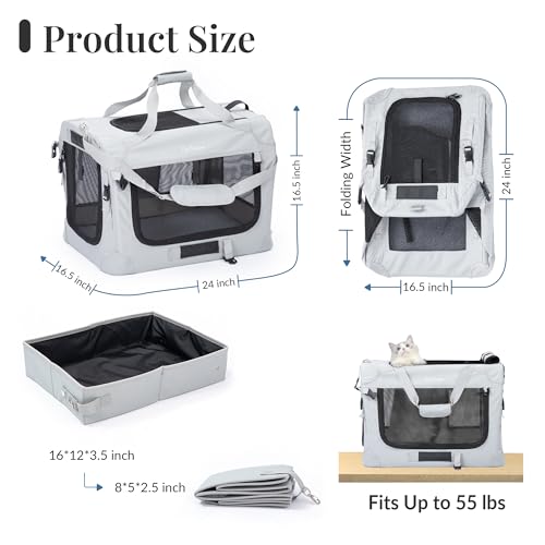 Image of Extra Large Cat Carrier for 2 Cats, Soft Pet Car Travel XL Bag for Large Big Cat 20lbs+, for Two Cats Long Trips Ride 24 inchx16.5 inchx16.5 inch with Litter Box