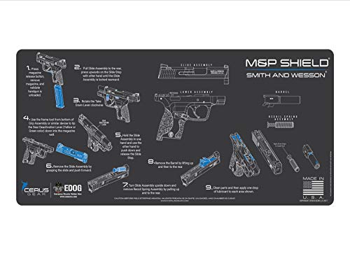 EDOG USA Compatible for Smith & Wesso S&W M&P Shield - Instructional Step by Step Field Stripping Heavy Duty Cleaning 12x27 Padded Gun Work Surface Protector Mat Solvent & Oil Resistant