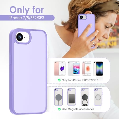 Image of TENOC Phone Case Compatible with iPhone SE (2nd 2020 and 3rd 2022 Generation) & iPhone 7 & iPhone 8, Light Purple Case Translucent Protective Bumper Matte Hard Back Cover for 4.7 Inch