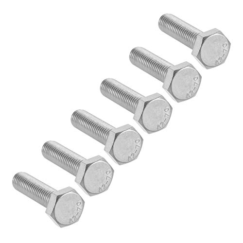 Image of 6 Pcs M10 Hex Bolt M10-1.5 x 40mm UNC Hex Head Screw Bolts A2-70(304) Stainless Steel Fully Threaded Hex Tap Bolts,Plain Finish,Fully Threaded (M10 x 40mm)