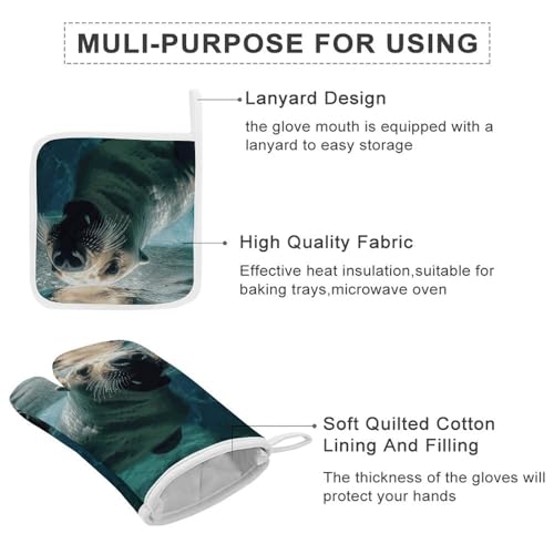 Gants de cuisine polyester lion de mer pour manipuler les plats chauds - 6
