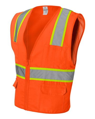 Solid Front Vest with Mesh Back, Color: Orange, Size: Large