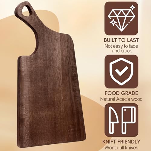 Tabla de cortar irregular de madera de acacia con mango miniatura 3