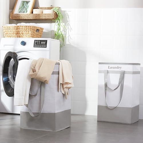 FairyHaus Laundry Basket 78L, 2Pack Laundry Hamper with Easy Carry Handles, Collapsible Laundry Baskets Hampers for Bathroom Clothes Storage Grey - image 2