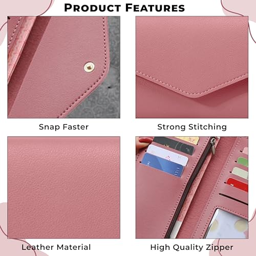 Image of Kraptick Women's Wallet -Stylish and Compact Purse Clutch Wallet for Women, Stylish Card Coin Holder, Debit Card Holder, Money Organizer and Travel Wallet for Women with 13 Slots (Dark Pink)