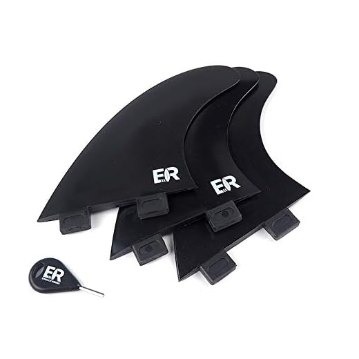 Eisbach Riders Surfboard Fin Set FCS Thruster schwarz mit Fin Key (Größe G5 Medium) - Finnen Flossen für Surfbrett und SUP (Schwarz)