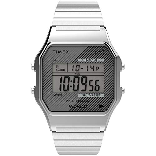 Timex T80 34mm Watch  Silver-Tone with Stainless Steel Expansion Band