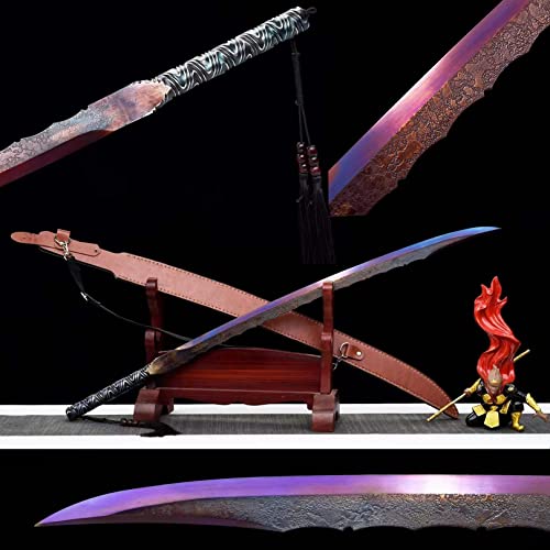 93cm langes Seelenfresser-Samurai-Schwert,hohe Manganstahlklinge mit gebackenem lila Prozess,handgeschmiedetes Katana,PU-Lederscheide,echte Samurai-Schwerter für Cosplay,Display,Kendo,Geschenk,Sammeln Cover
