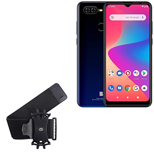 BoxWave Holster Compatible with BLU G50 Mega (2022) - ActiveStretch Sport Armband, Adjustable Armband for Workout and Running - Jet Black