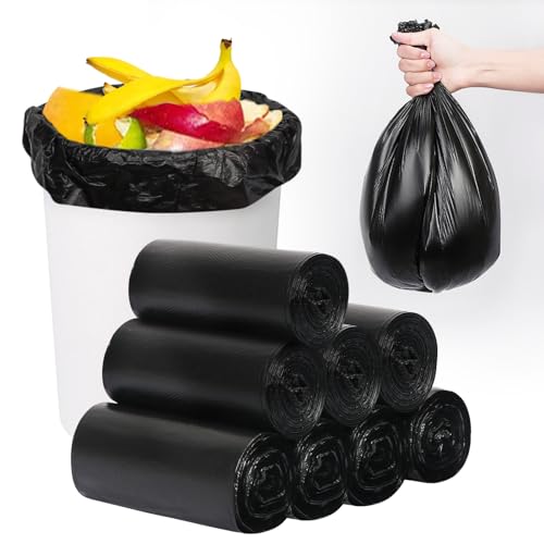 Image of Trash Bags, Garbage Bags, 160 Count 6 Gallon [Extra Thick][Leak Proof] Rubbish Bags Wastebasket Bin Liners for Home Office Trash Can Black