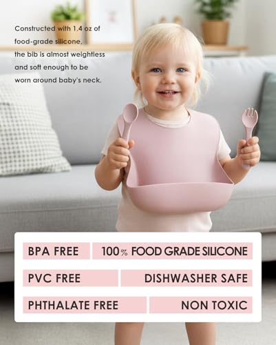 Tiny Marvels Silicone Bibs for Babies with Food Catcher Pocket, Adjustable Waterproof Feeding Bib for Infants & Toddlers, Soft BPA-Free Easy Clean Bib for Everyday Meals - Image 5