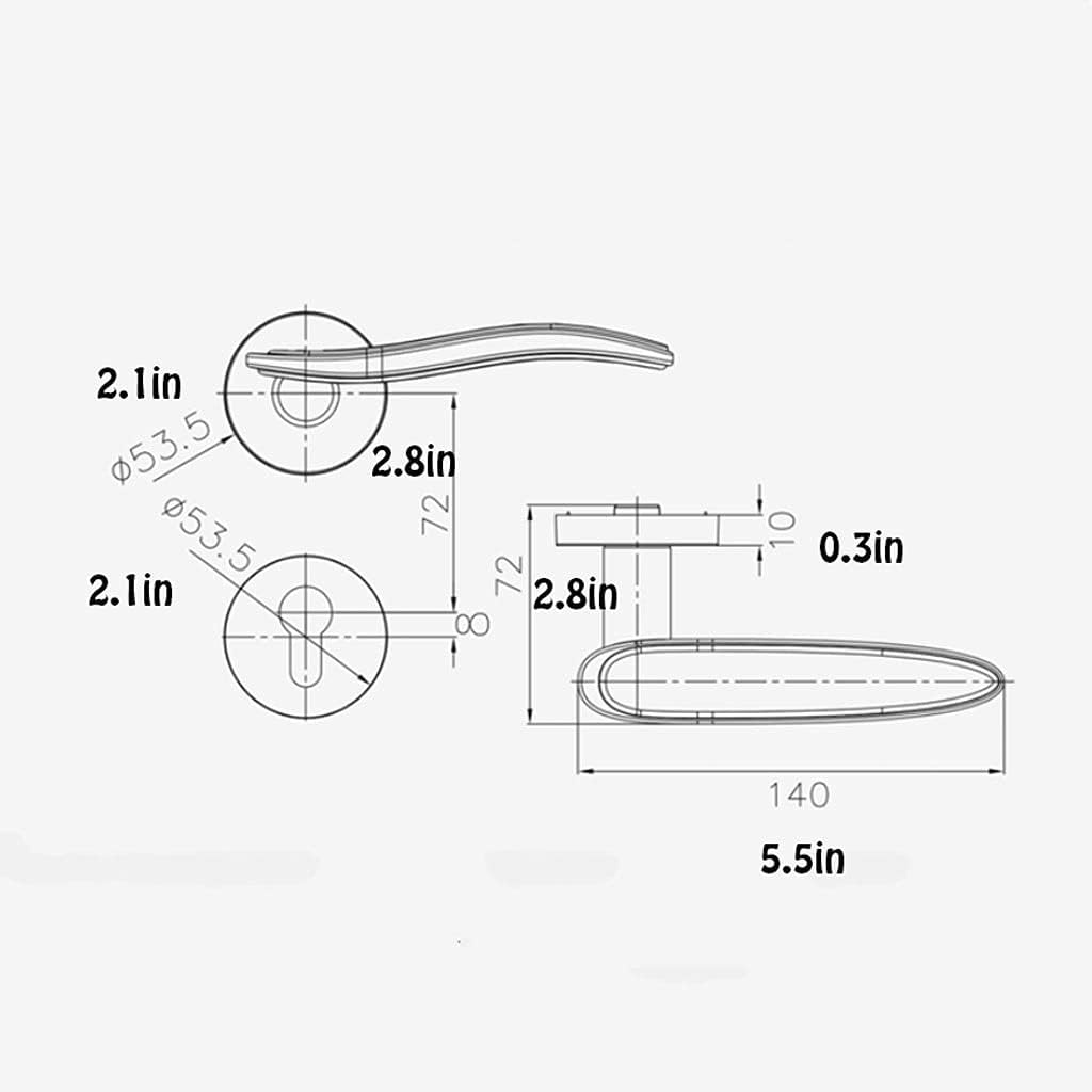 Door Knob Lever Mute Door Lock Door Levers, Door Handle with Key Inside Left and Right for Bedroom Study Room Bathroom Door Lock with Handle (Color : Style D Black red Inner Right)
