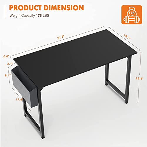 Small Computer Desk Small Office Desk 31 Inch Writing Desk Home Office Desks Small Space Desk Study Table Modern Simple Style Work Table With Storage Bag And Iron Hook, Wooden Desk For Home, Bedroom #TOP2