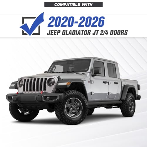 Image of for Gladiator JT Front and Rear Bumpers Compatible with 2020 2021 2022 2023 2024 2025 2026 Jeep Gladiator JT with Winch Plate, LED Lights, Bull Bar, License Plate Lights, Sensor Holes & D-rings