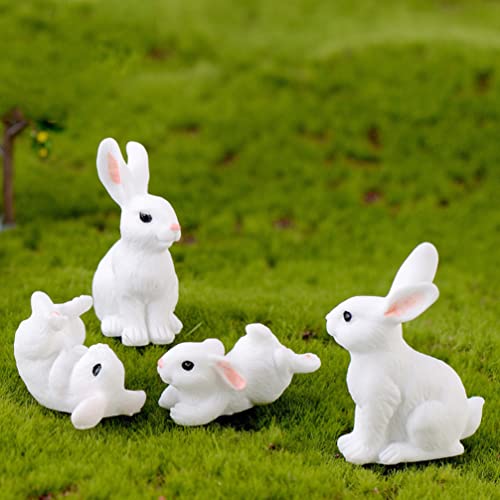 Amosfun Miniature Resin Rabbit Figurines Fairy Garde Miniature Ornament Moss Landscape Diy Crafts Plant Pots Figurine For Garden Easter Decor 12Pcs (Random Style) #TOP3