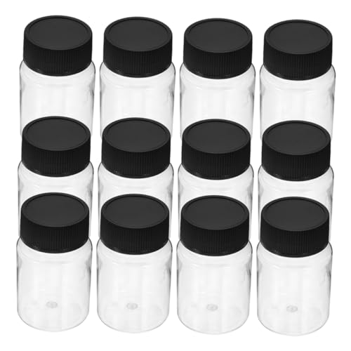 OSOLADY 24 Pack Empty Oil Bottles for Liquid Reusable Sample Bottles Wide Mouth Secure Black Screw Cap for Lab Use