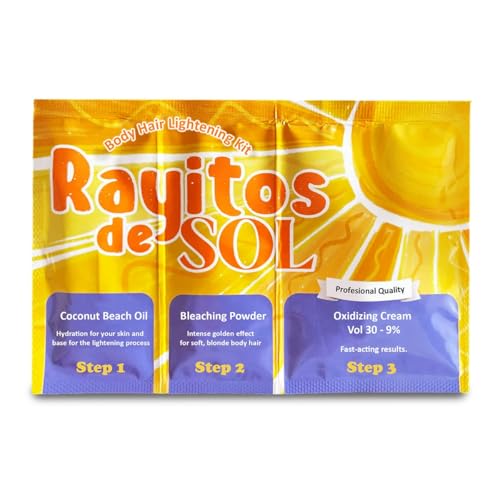 Body Hair Bleach Kit with Coconut Oil Powder Bleach Peroxide Vol 30 - 9% Itch-Free | Descolorante de Pelo, Legs Back Abdomen Arm Hair Bleach | Skin Protection and Nourishment