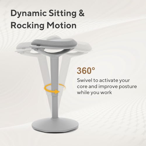 Image of Nouhaus Standing Desk Stool, 22 inch-28 inch Height Adjustable Swivel Desk Wobble Chair, Portable Tall Office Stools w /Rocking Motion, Foam-Padded Wobble Stool Adult for Office, Classroom(Ergo Poise, Grey)