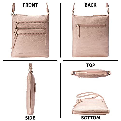 Image of Solene Crossbody Bag Functional Multi Pocket Messenger Purse Top Zip Closure Shoulder Handbag With Adjustable Strap