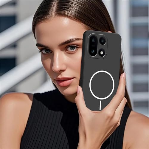 Image of amazon basics Back Cover for OnePlus 15 5G | Ultra Slim Soft Rubberised Case | Magsafe Logo Printed (Not Magsafe Compatible) | Camera Protection - Black