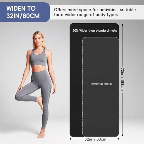Extra Wide Yoga Mat 72"x 32" - Non Slip TPE Exercise Mat for Home Workout, 6mm High-Density Large Yoga Mat for Men & Women, Eco Friendly Pilates & Fitness Floor Mat with Carry Strap - Image 3