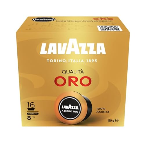Lavazza, A Modo Mio Qualità Oro, 16 Kaffeekapseln, Ideal für einen Espresso mit Floralen und Fruchtigen Noten, 100% Arabica, Intensität 8/13, Mittlere Röstung
