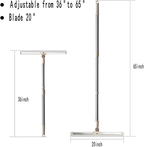 Miniatura 6 de Escoba telescópica ajustable de 65 pulgadas de largo, escoba resistente de 20 pulgadas, para ducha, baño, cocina, hogar, garaje, azulejos, pelo de