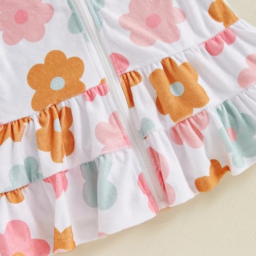 Kids Hooded Terry Swim Cover Up for Girl Swimsuit Summer Zip Ruffle Dress Long Sleeve Floral Towel Coverup Swimwear4
