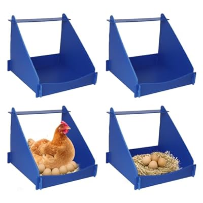 Ayuanb 4 Pack Nesting Boxes for Chickens, Chicken Nesting Box for Laying Eggs, Durable Chicken Laying Nest Box for Hens, Ducks and Poultry, Blue