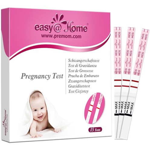 20 Tests de Embarazo de Alta Sensibilidad: Easy@Home Pruebas de HCG 10 mIU/ml para detedcción de embarazo temperana - Tiras Desarrolladas por Premom APP
