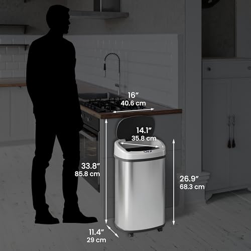Papelera automática ovalada SensorCan 13 galones acero inox miniatura 6