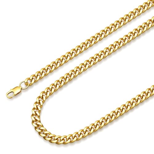 Jstyle Cuban Link Chain for Men Women 316L Stainless Steel Chain Necklace 3.5mm Non Tarnish Necklaces Gold Tone Chains 16 Inch