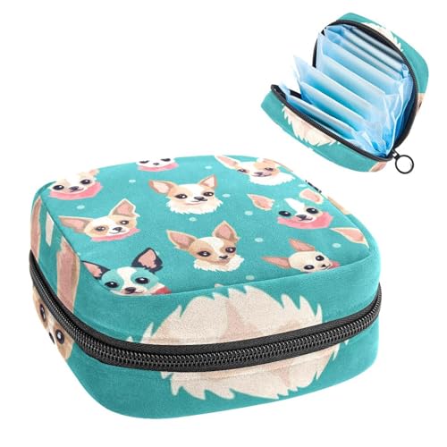 Borsa mestruale,Sacchetto di immagazzinaggio del tovagliolo sanitario,Cane chihuahua dell'arco,Supporto per tamponi per borsa
