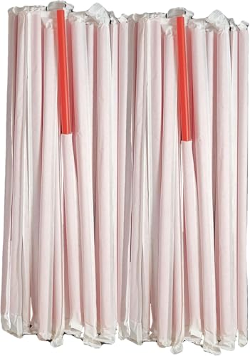 Pitillos plásticos rojos envueltos en papel extra largos 300 un. miniatura 1