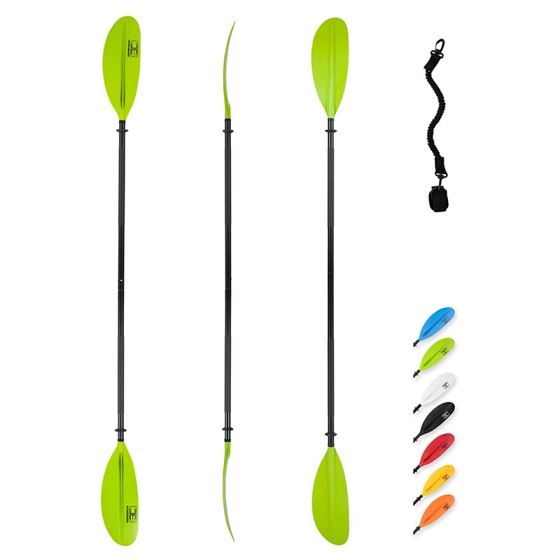 OCEANBROAD Kayak Paddle 86in/218cm, 90.5in/230cm, 95in/241cm Alloy Shaft Kayaking Boating Canoeing Oar with Paddle Leash