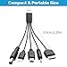 YAODHAOD 5 in 1 Multi Charging Cable, Short Universal USB Cable for Cell Phones Blutooth Earphone Speaker Adapter Cable,Travel Charge Power Cable
