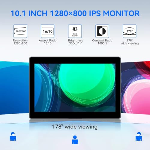 Image of Eyoyo 10.1 inch Small Touchscreen Monitor, Metal IPS Display, 1280x800 HD | 10-Point Touch, HDMI /VGA /AV Inputs, Built-in Speakers, VESA 75x75, Image Flip, Ideal for PC, Security, POS & Industrial