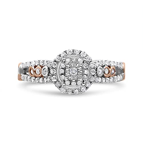 Haus of Brilliance 14K Rose Gold Plated .925 Sterling Silver 1/2 Cttw Round Diamond Double Frame Cross-Over Split Shank Engagement Ring (I-J Color, I2-I3 Clarity) - Size 6