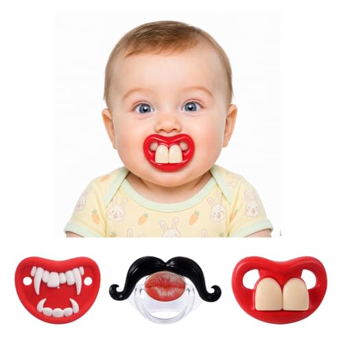 Funny Baby Pacifiers Mustache Pacifiers for Babies 0-18 Months Baby Teeth and Vampire Pacifier Funny Pacifiers for Boys and Girls BPA Free