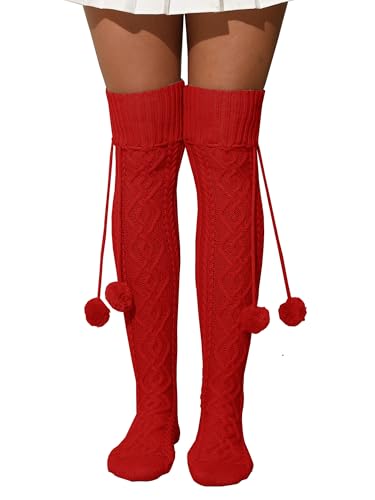 Image of YELAIVP Women's Thigh High Socks - Extra Long Cable Knit Over the Knee Socks and Leg Warmers