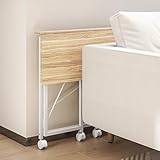 HOMCOM Small Folding Desk, 80 cm Foldable Computer Desk on Wheels for Small Space, Easy Assembly, Space Saving Writing Table for Home Office, Bedroom, Natural Tone - Image 9